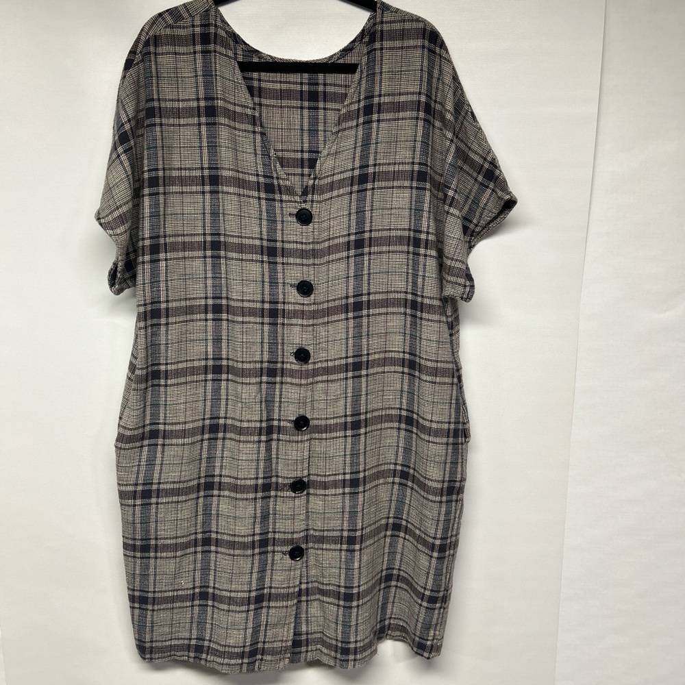 Plaid Casual Women's Dress - Picture 2 of 4